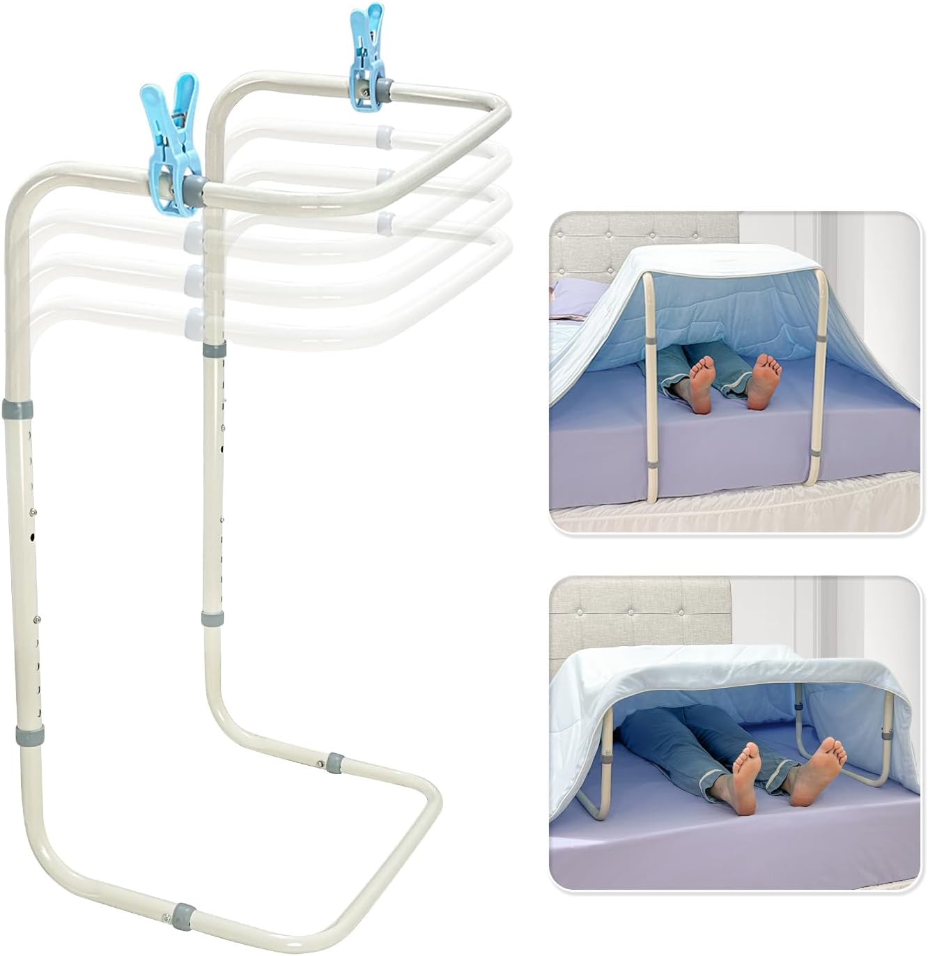 Blanket Lifter Foot Cradle Lift Bar for Feet Adjustable Blanket Support Lifters Holder Bed Foot Tent Blankets Riser Sheet Raiser Heavy Duty Steel