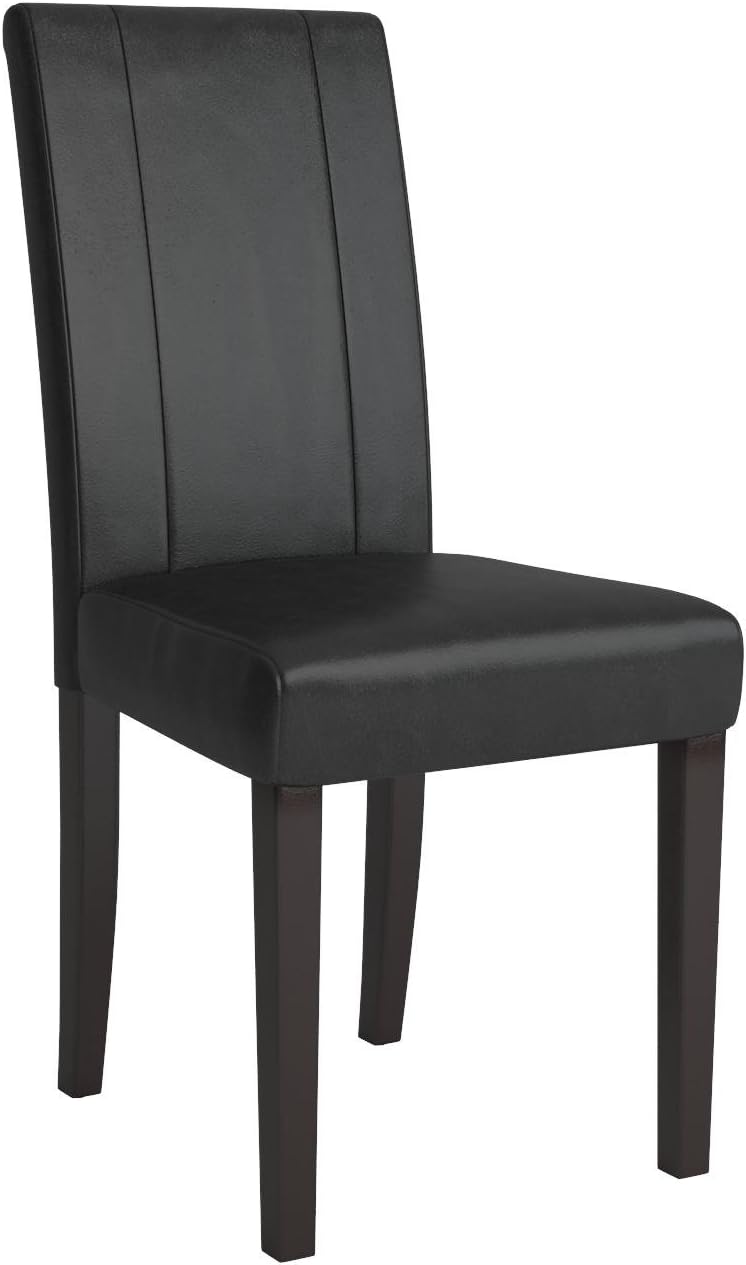 Roundhill Furniture C020BR Urban Style Solid Wood Leatherette Padded Parson Chair, Brown, Set of 2