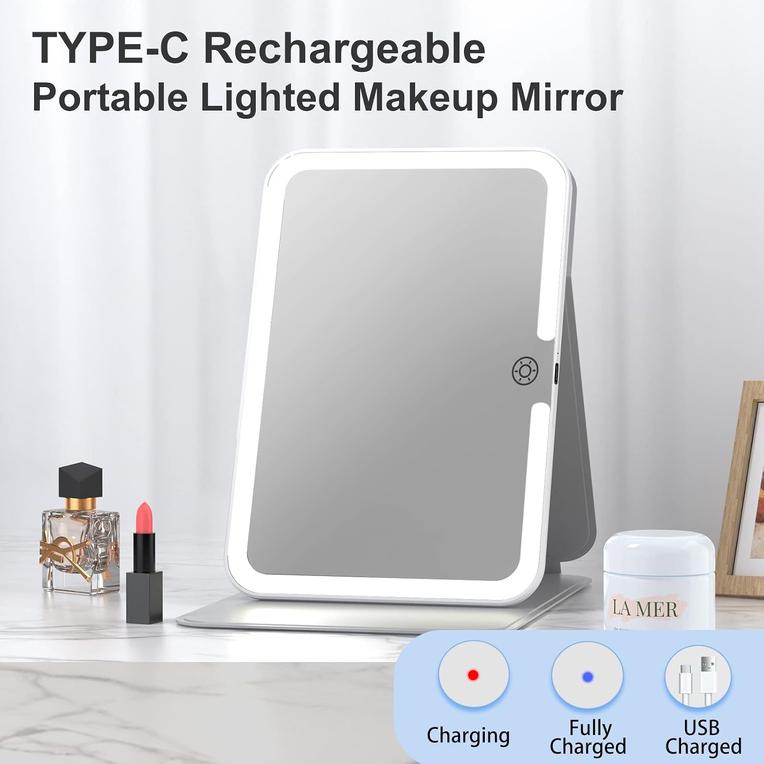 FUNTOUCH Rechargeable Travel Makeup Mirror with 72 Led Lights