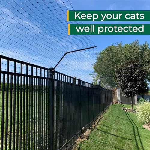 PURR…FECT Fence Conversion System for Cats - Cat-Proof Steel Toppers for Existing Outdoor Fencing, Containment Barrier For Wood, Chain Link, Metal