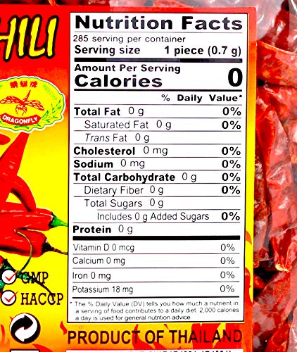 Thai Whole Dried Chili Peppers, Very Hot (7oz)