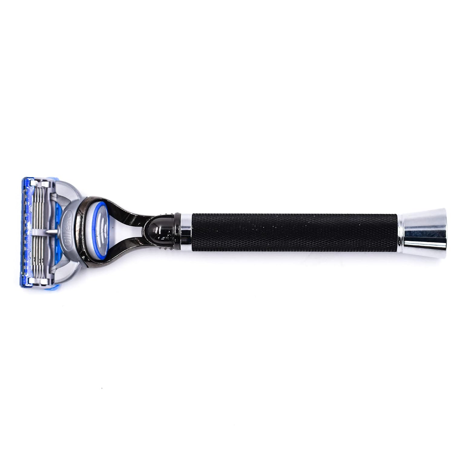 Parker Fusion Compatible Razor, Black Textured 6-Inch Long Handle | Heavyweight 6-Inch Textured Handle