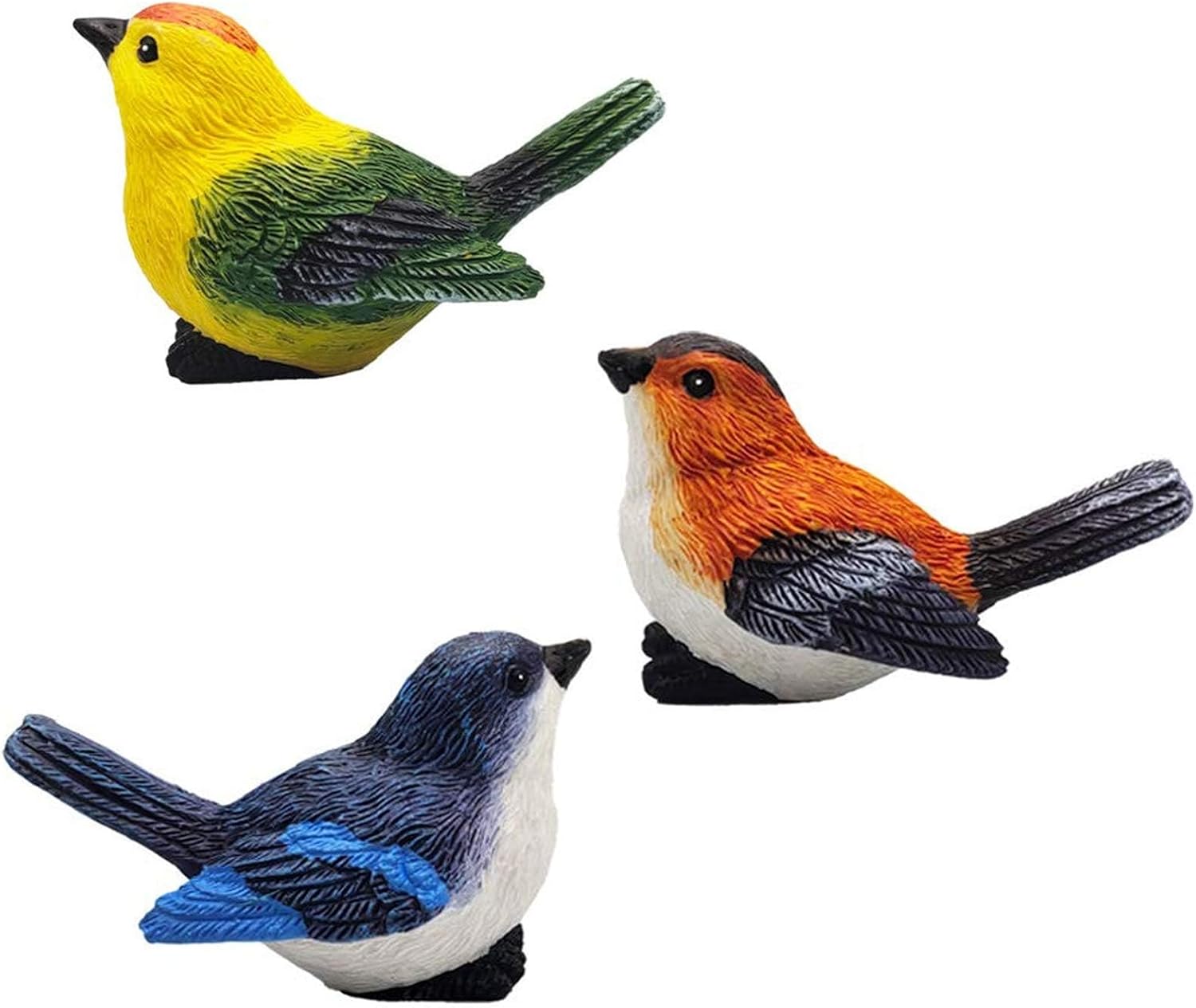3 Pcs Miniature Bird Decorative Figurines Garden Statue Birds Figures Decor Mini Bird Figures Animal Cake Topper Flower Pots Plant Ornaments Fairy
