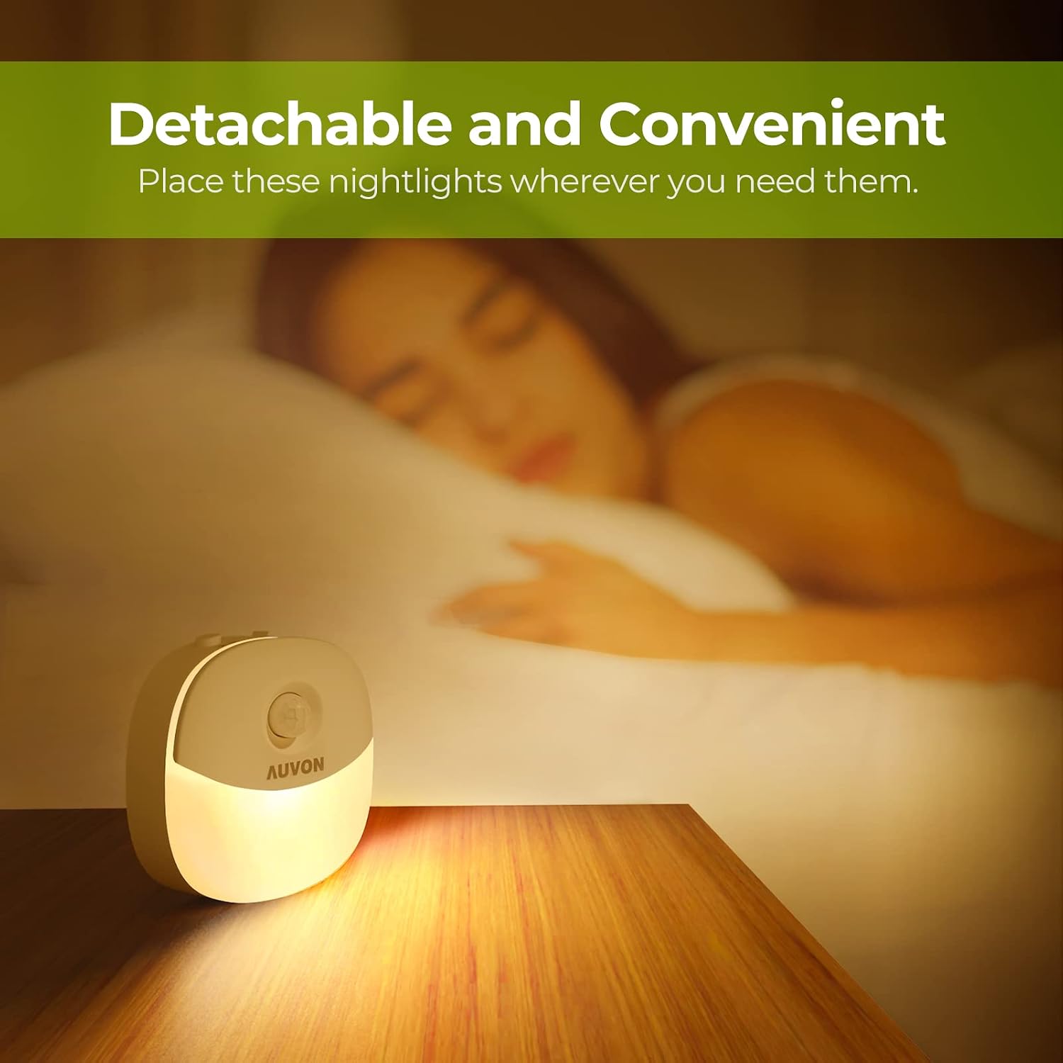 AUVON Magnetic Rechargeable Night Light, Motion & Dusk-Dawn Sensor, 4 Packs