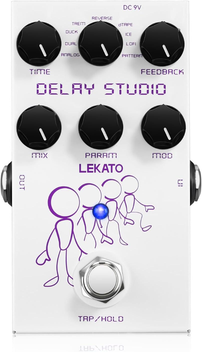 LEKATO Looper Guitar Pedal Guitar Loop Pedal Tuner Pedal 9 Loops 40 Minutes Record Time Unlimited Overdubs for Electric Guitar Bass (Black)