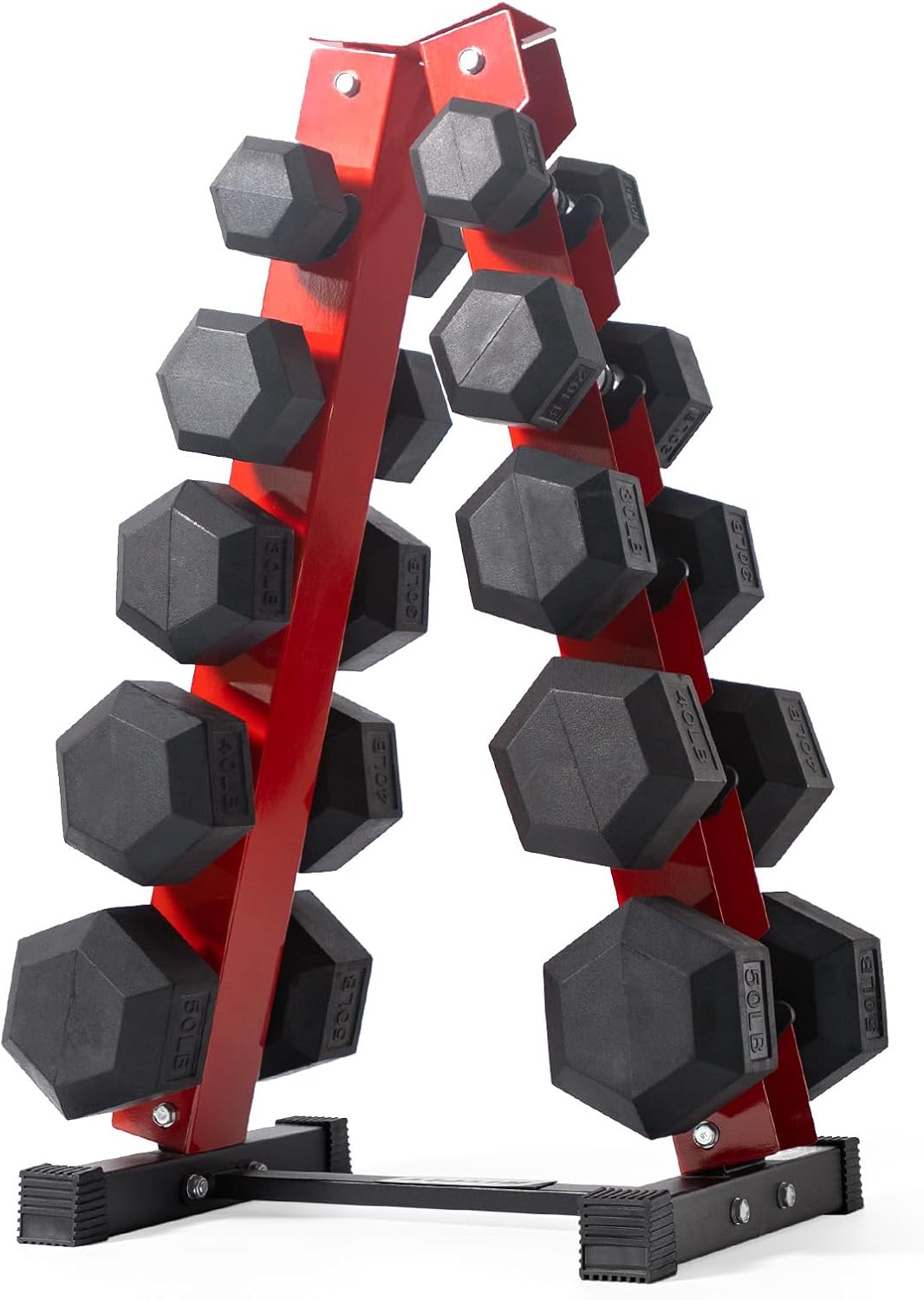 RitFit Rubber Coated Hex Dumbbell Weights Set for Home Gym | Cast Iron Core, Anti-Slip Knurled Chrome Handle, Hexagon Anti-Roll, Heavy-Duty Dumbbell Set for Strength Training