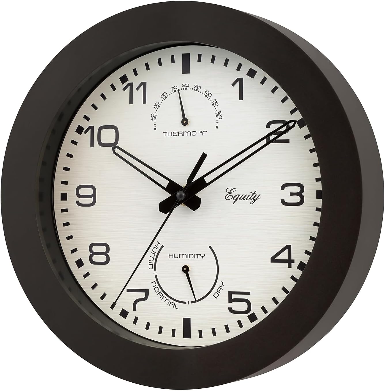 Equity by La Crosse 10 Inch in/Out Brown Wall Clock with Thermometer and Hygrometer (29005)
