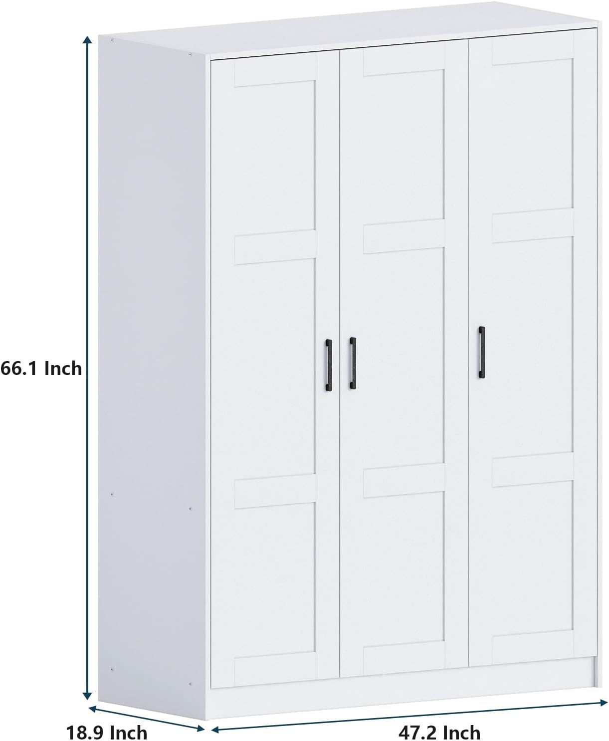 Fenghua Lizhi 3 Doors Wooden Wardrobe Closet Armoire, White Storage Cabinet for Hanging Clothes, Bedroom Large Capacity Freestanding Armoire,Wood Wardrobe Combination with Shelves