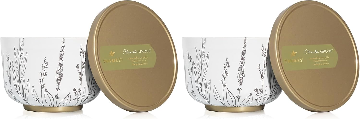 Thymes Scented Candles for Women & Men – Tin with Lid – Luxury Home Decor – Holiday Candles with Notes of Crisp Siberian Fir Needles, Cedarwood, & Sandalwood (Frasier Fir, 6.5 oz)