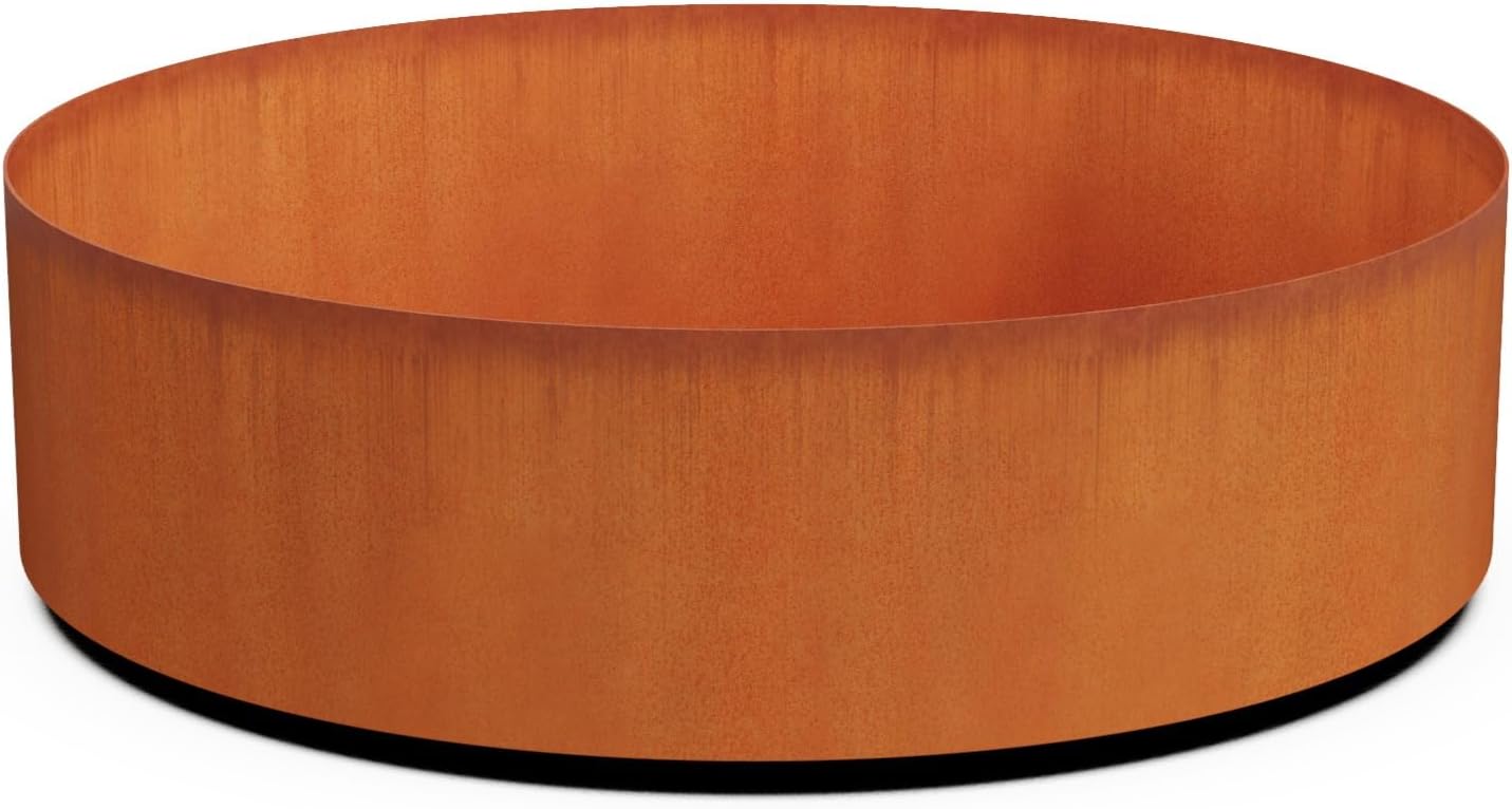 Plantercraft Large Round Planters for Outdoor Plants - 24 Inch Corten Steel Planter for Patio