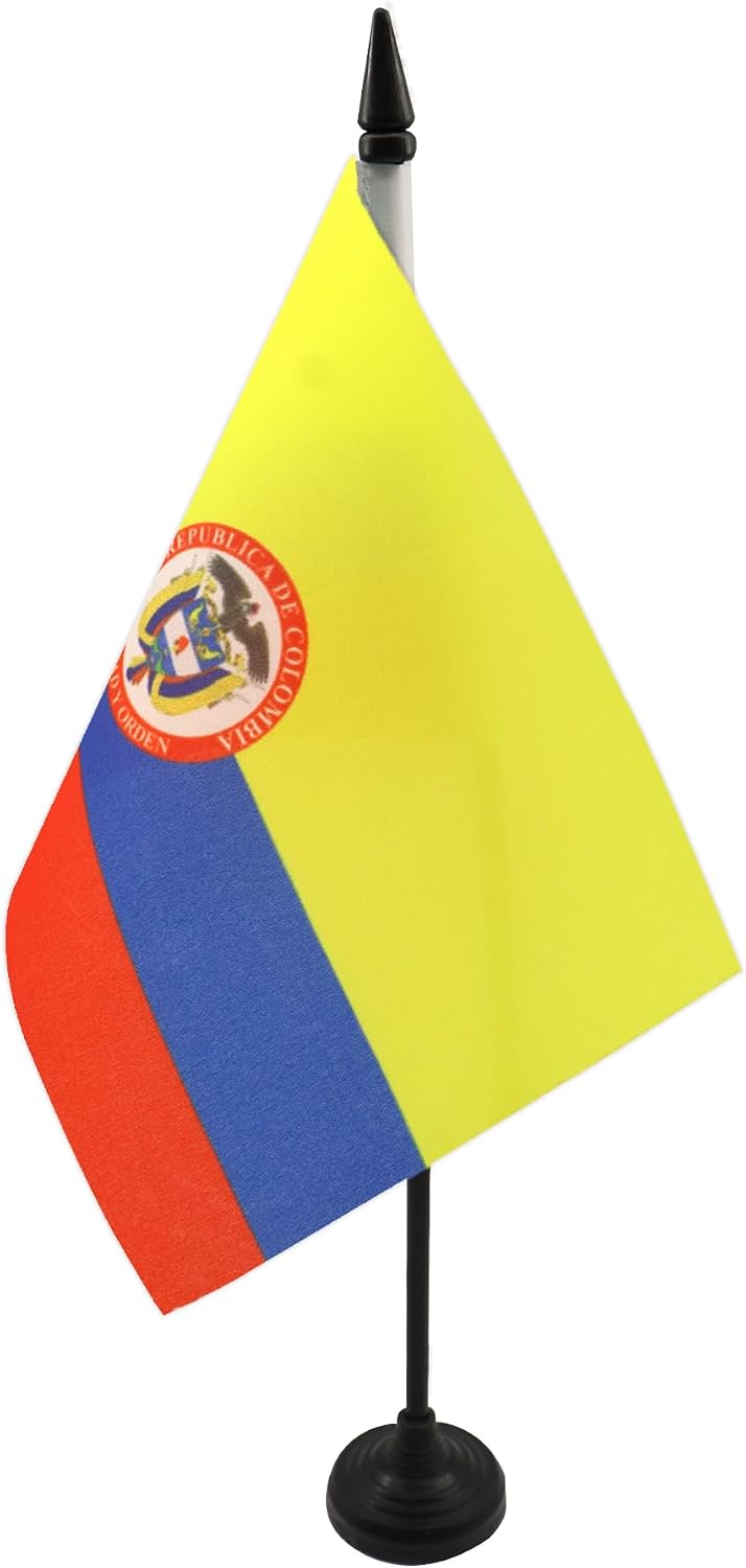 AZ FLAG Nicaragua Table Flag 4x6 in 100D Polyester Plastic Base | Indoor use Nicaraguan 15x10 cm desk flag stitched finish with reinforced edges with plastic pole