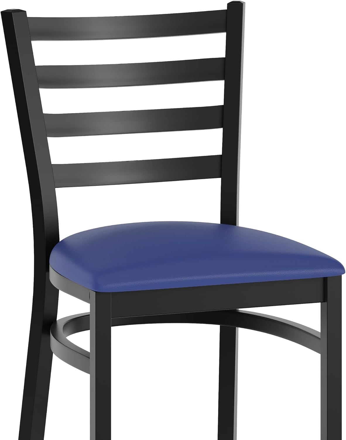 Flash Furniture Hercules Series Ladder Back Metal Restaurant Barstool, Modern Upholstered Armless Bar Height Chair for Restaurants and Kitchens, Black | Vinyl Upholstery, Durable Construction, Commercial Use