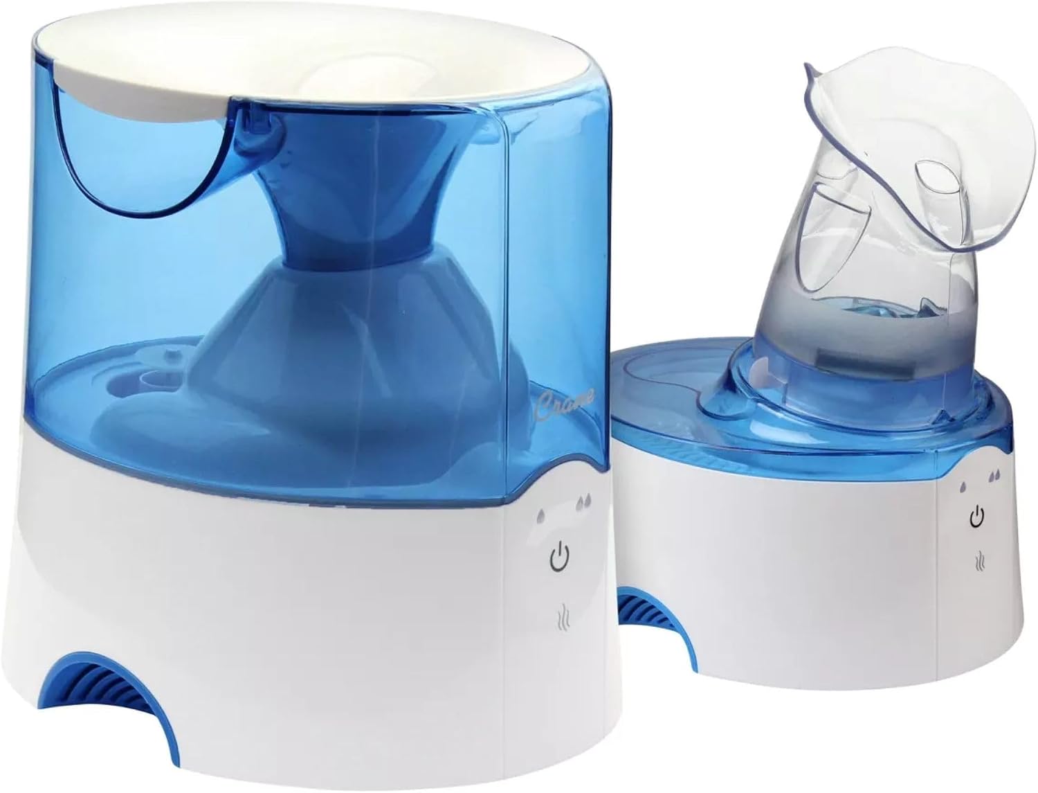 Crane Steam Inhaler & Warm Mist Humidifier, 0.5 Gallon, Humidifier FSA Eligible, Blue & White, Ideal Humidifiers for Bedroom, Sinus Inhaler
