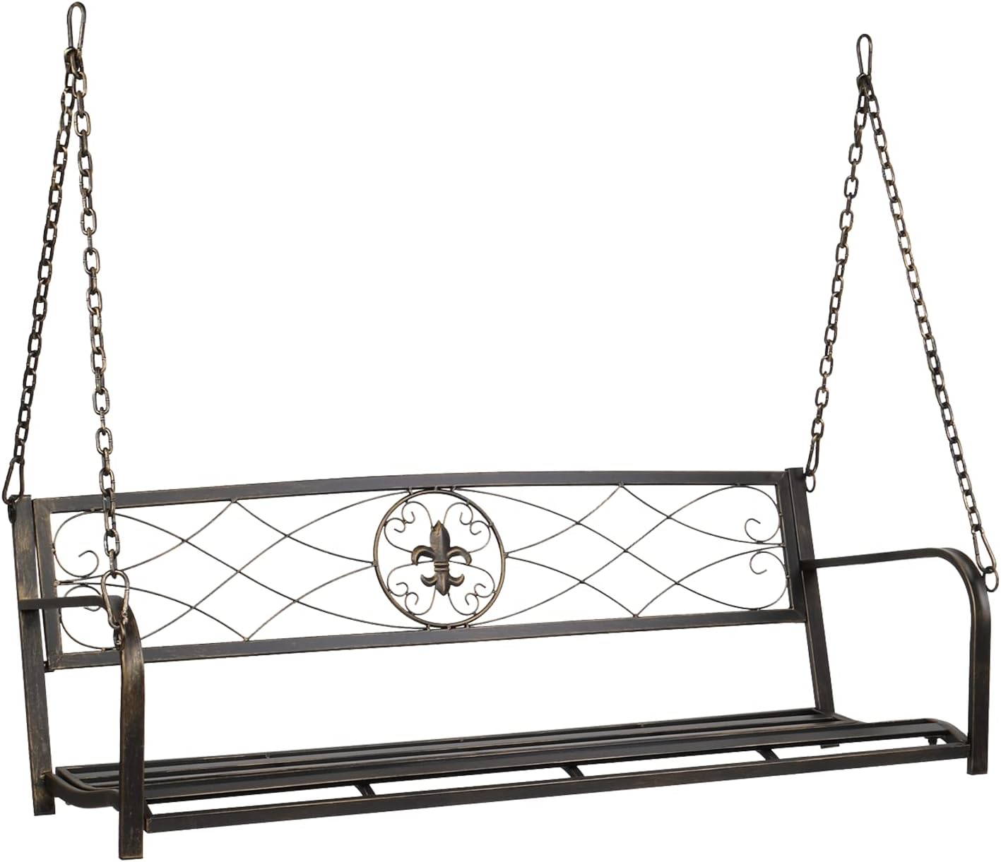 VINGLI Heavy Duty Metal Porch Swing, 660 LBS Outdoor Swing Bench, Curved