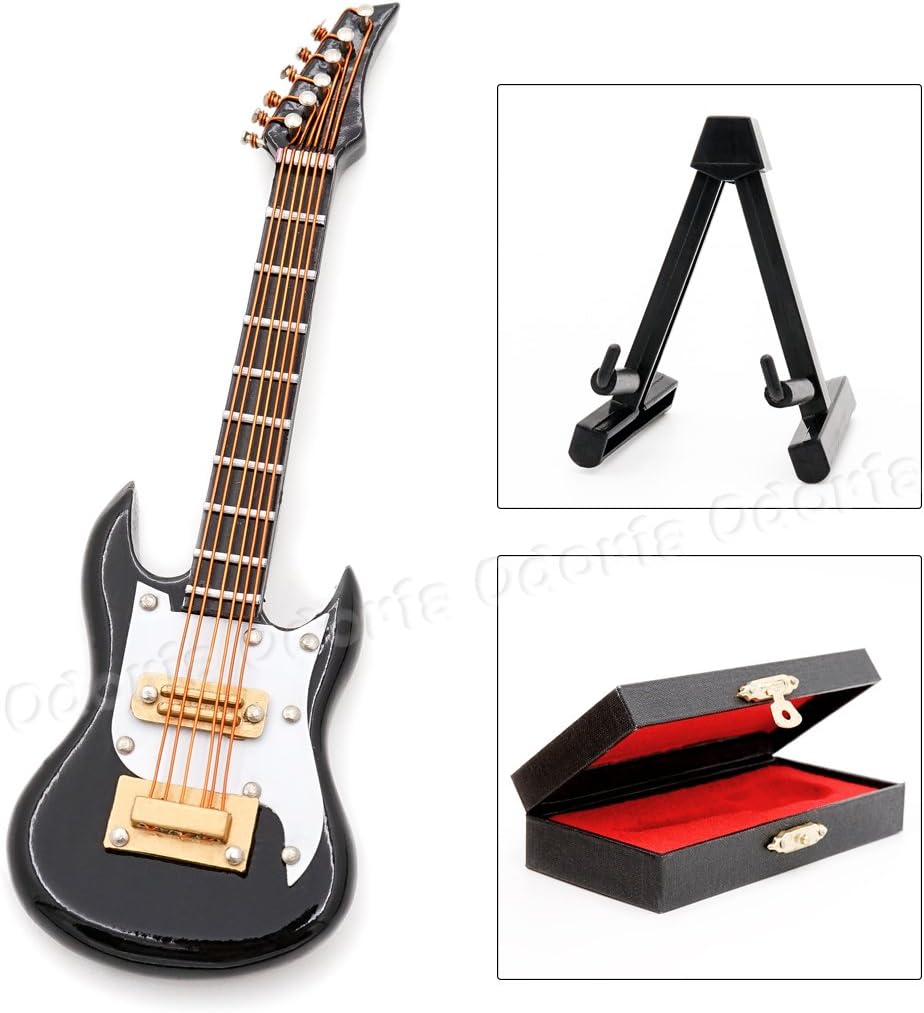 Odoria 1/12 Miniature Electric Guitar Dollhouse Musical Instruments Accessories, Red