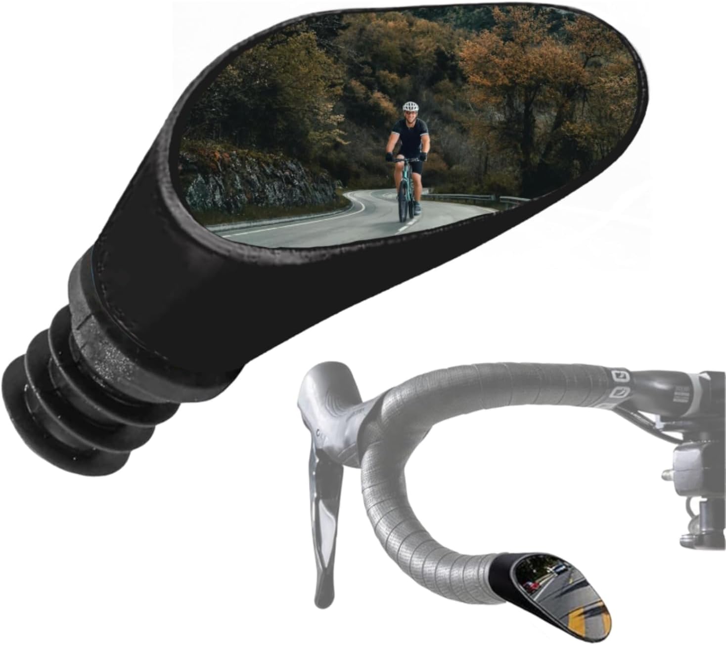 Drop Bar Bike Mirrors - Pair of Road Bike Mirrors for Drop Handlebars - Bar End Bicycle Mirrors Set, Swiss-Made (Black, Pair)