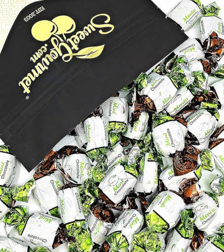 SweetGourmet Premium Chocolate Filled Mints, Arcor Hard Candy, 2 Pound | After-Dinner Treat, ~80 Pieces per Pound, Candy Buffet Ready, Assorted Wrappers, Resealable Bag
