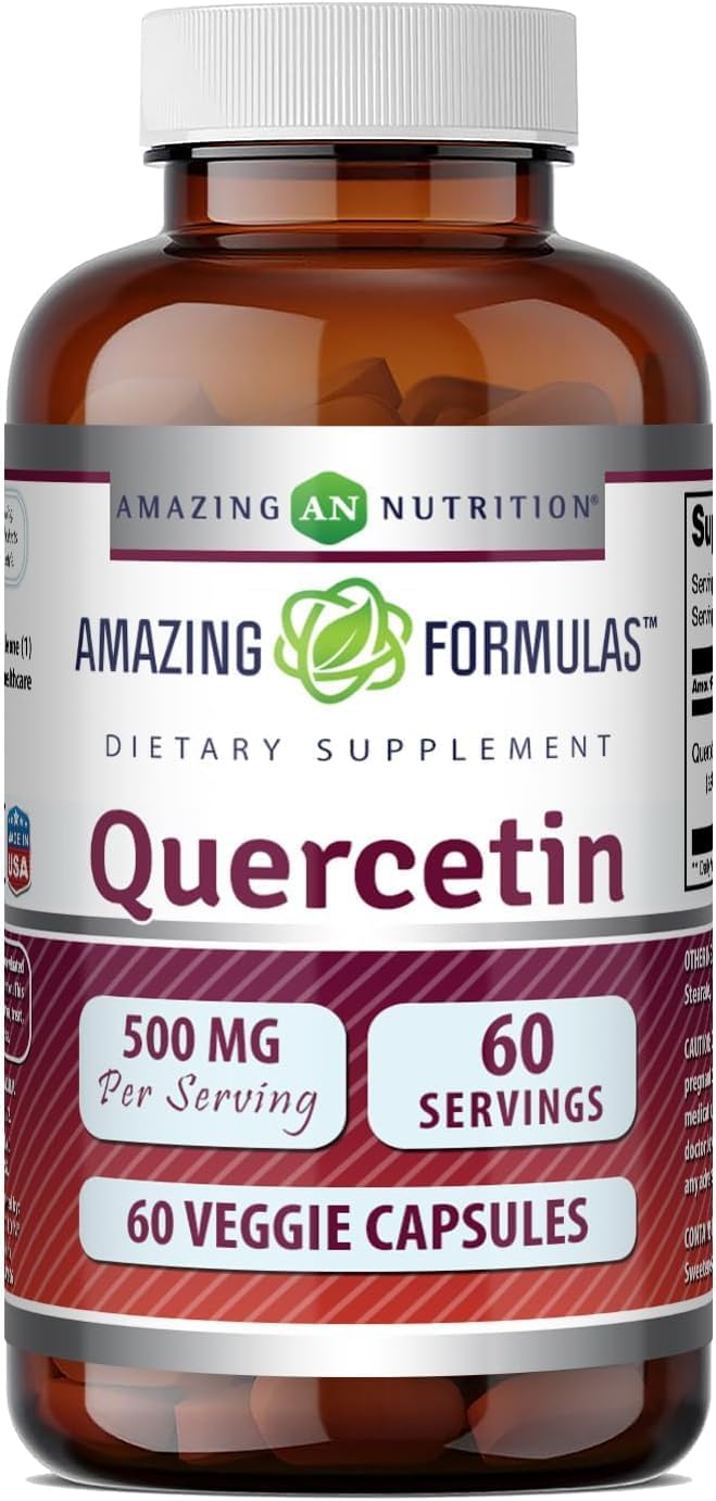 Amazing Formulas Quercetin 500mg 120 Veggie Capsules Supplement - Non-GMO - Gluten Free - Supports Overall Health & Well Being