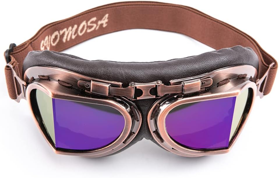 Motorcycle Goggles Anti Fog&Wind&Dust&Sand Aviator Pilot Motocross | Dirt Bike Atv Riding Goggles with Yellow Lens,Fit Over Glasses or Helmet