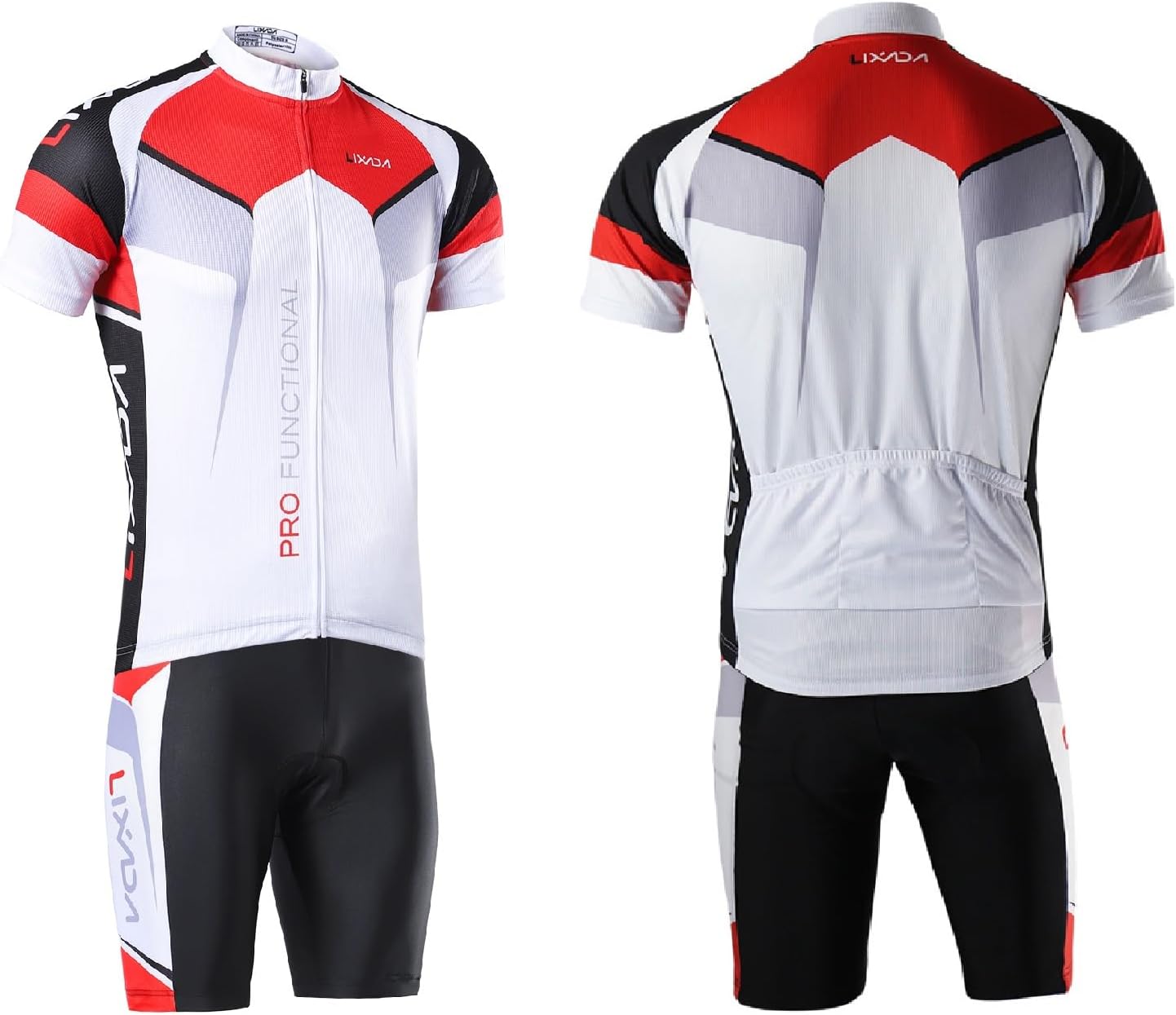 Lixada Men's Cycling Jersey Short Sleeve with Padded Shorts Quick-Dry Summer Short Bike Clothing Bicycle Shirts Pants Set