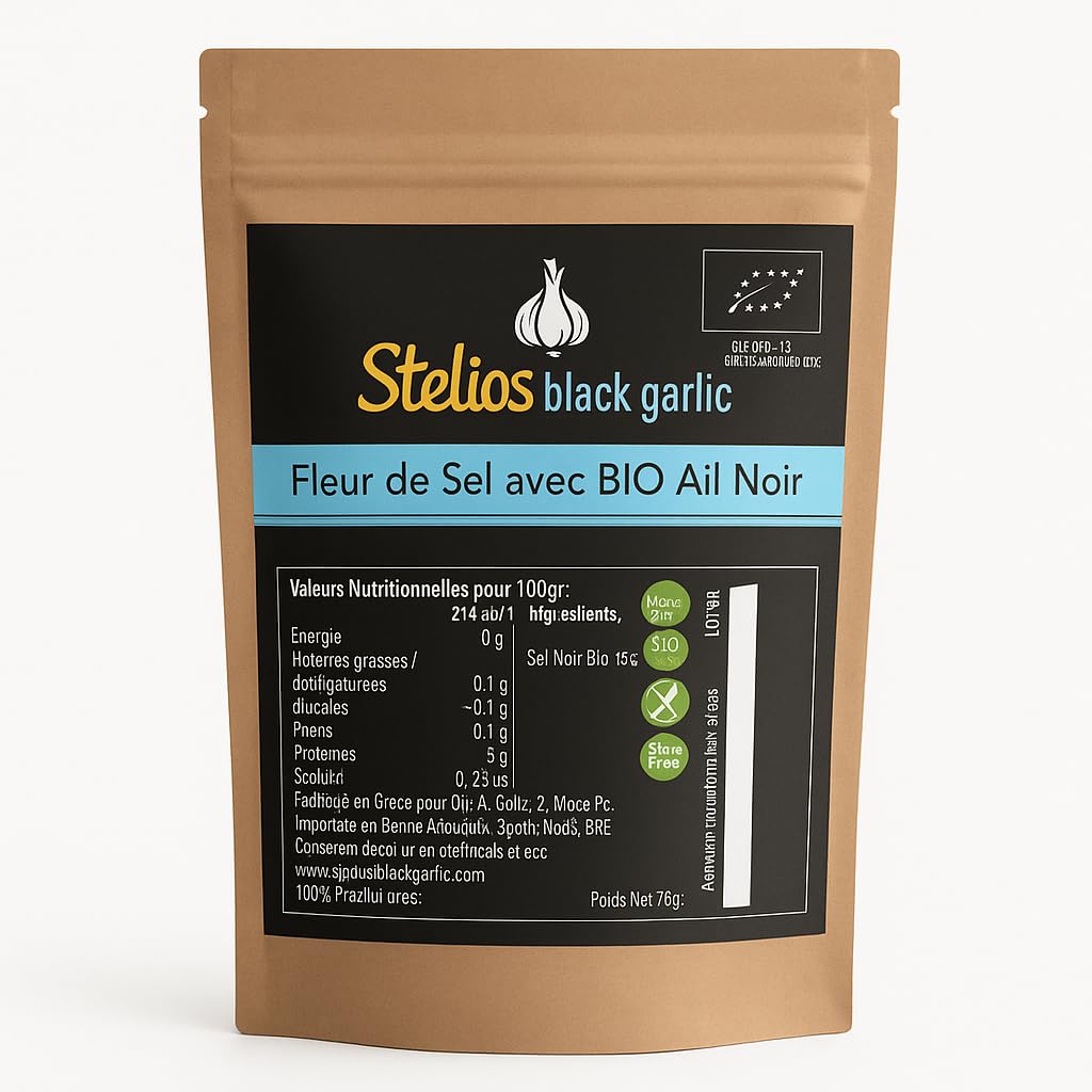 Organic Black Garlic Sea Salt Aged FULL 90 Days, Vegan, GMO Free, Gluten Free 75gr