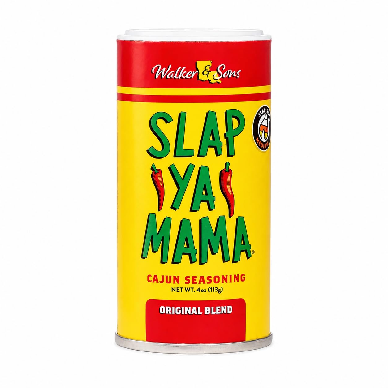 Slap Ya Mama Original Cajun Seasoning, 4 oz | one 4 oz canister of Original Blend Cajun seasoning for chicken, seafood, vegetables, grilling