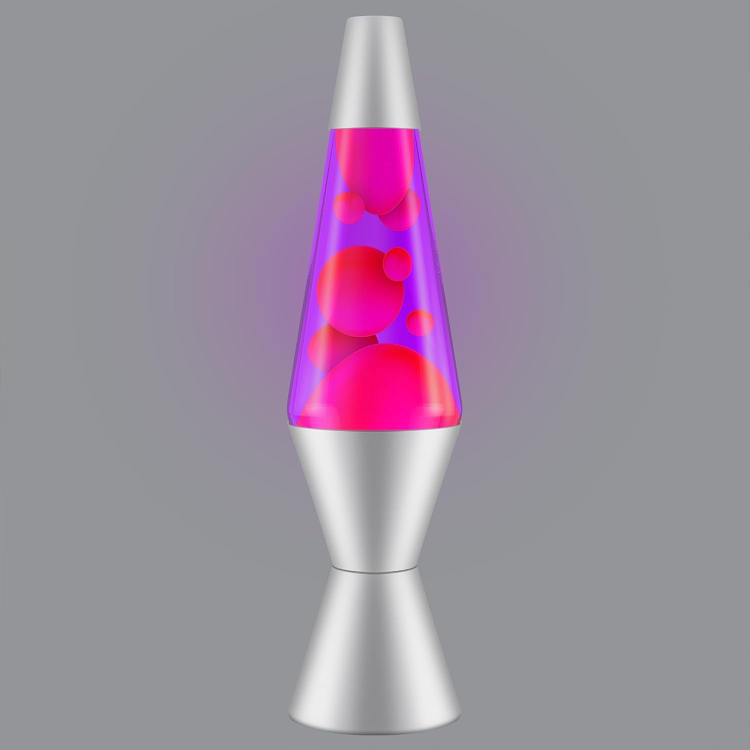 14.5-Inch Silver Base Lava Lamp with Purple Wax in Blue Liquid - 2118
