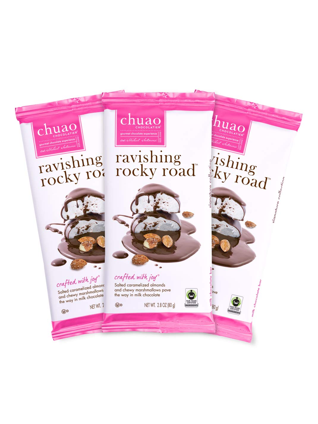 Chuao Chocolatier - Gourmet Almond Marshmallow Artisan No Preservatives Milk Chocolate Bars, 3 Pack, 1.0 Ounce Bars
