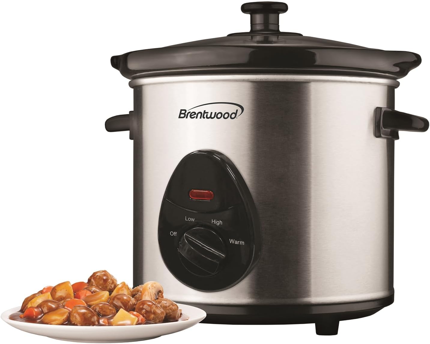 Brentwood SC-130S Slow Cooker Stainless Steel Body, 3-Quart