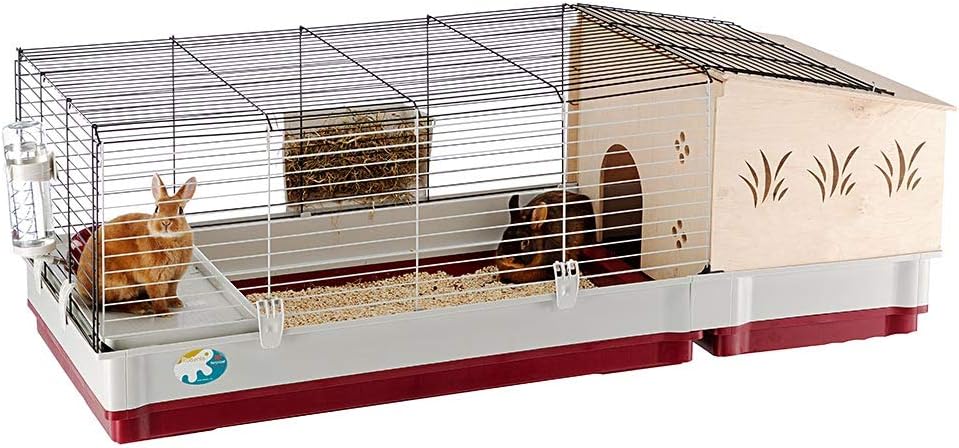 Ferplast Krolik XXL Rabbit Cage w/Wire Extension | Rabbit Cage Includes All Accessories & Measures 63.8L x 23.62W x 19.68H Inches | 1-Year Warranty