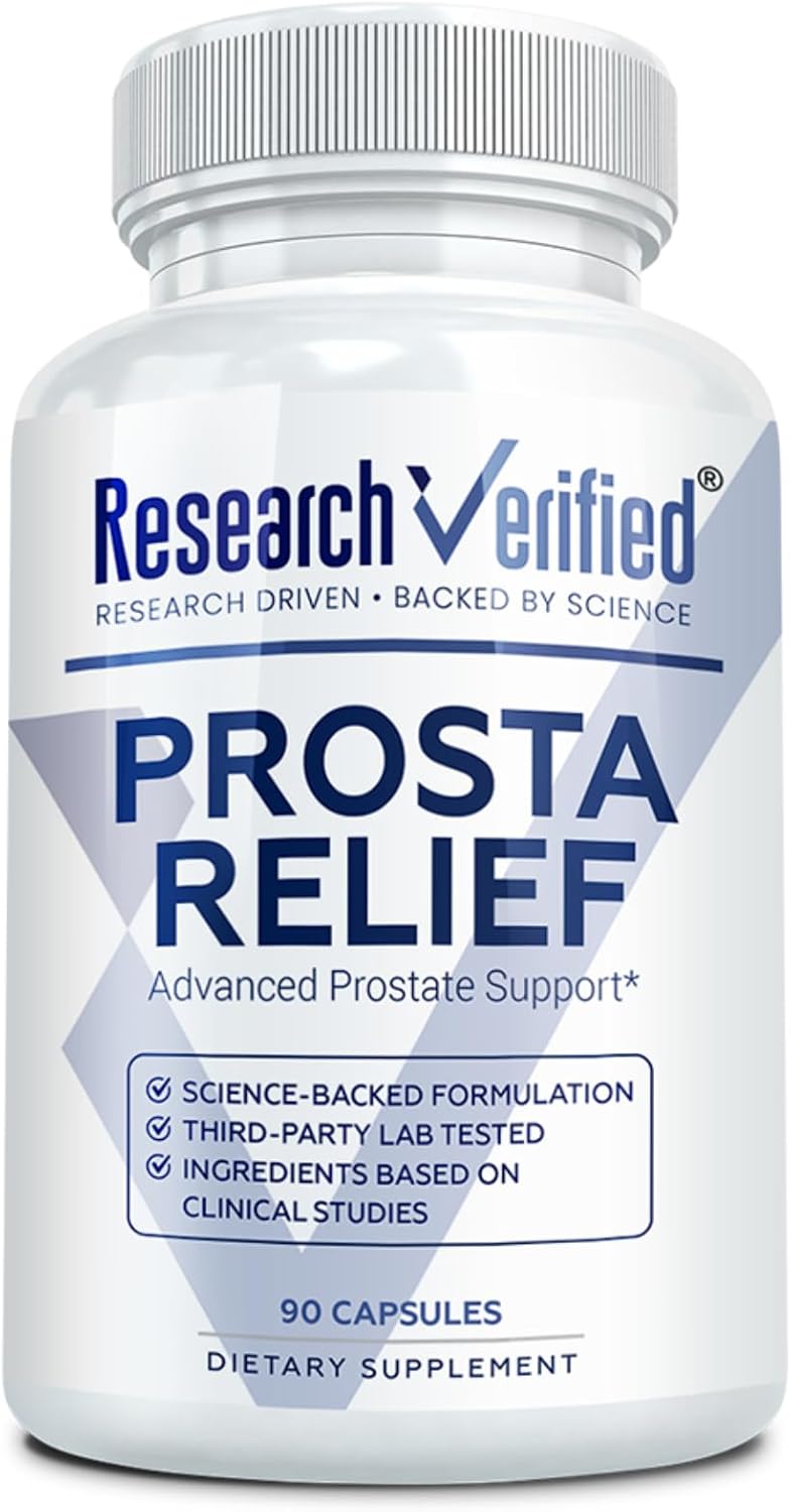 Research Verified Prosta Relief - Saw Palmetto and Bioperine - Prostate Health, Bladder & Urinary Health, Drive and Performance - Pure Natural, 90 Capsules (Pack of 1)