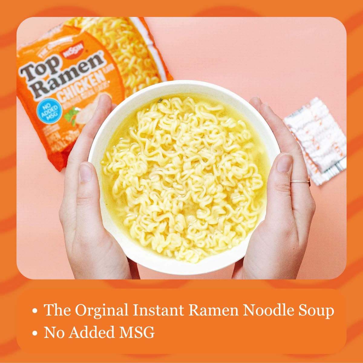 Nissin Top Ramen Noodle Soup, Chicken, 3 Ounce (Pack of 24) | Quick, convenient meal ready in minutes with just hot water.
