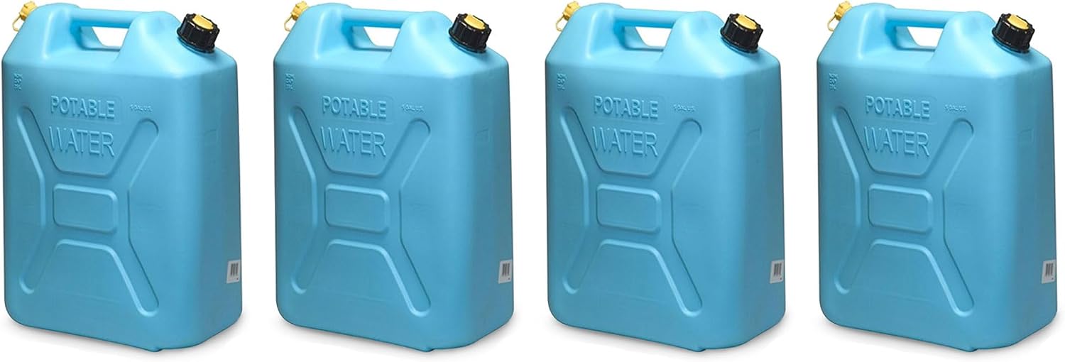 Scepter Portable Plastic Military Style Food Grade 5 Gal Water Jug Container with Reversible Spout for Camping & Emergency Storage, Blue