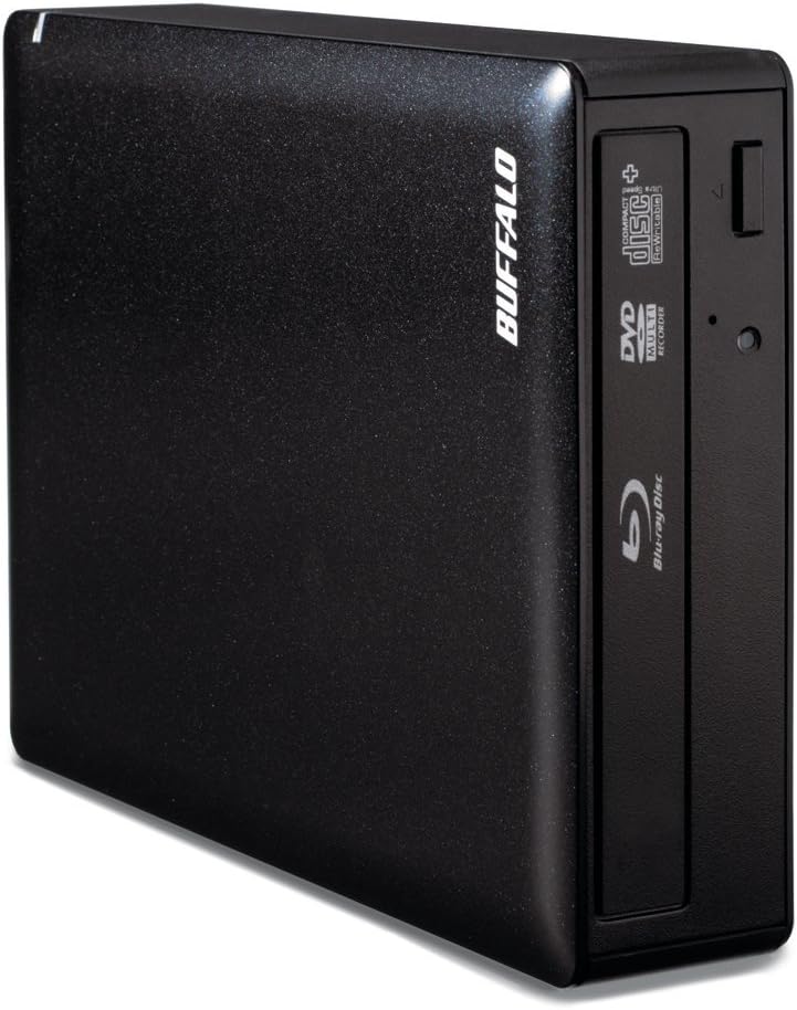 BUFFALO MediaStation Desktop 16x External Blu-ray Writer for PC with USB 3.0. TAA Compliant. Plays and Burns Blu-Rays, DVDs, and CDs.
