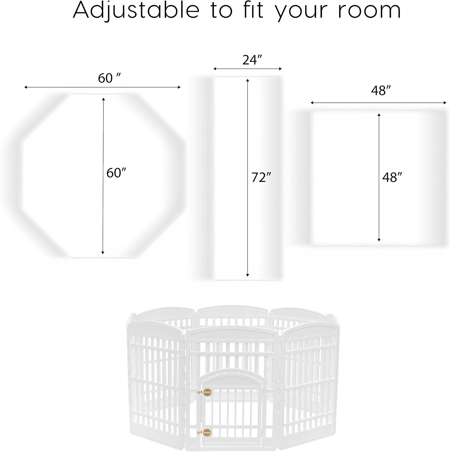 IRIS USA 4-Panel Dog Playpen, Pet Enclosure, Black | Pet Containment, Configurable Layout, Multi-Shape Setup, Custom Pen Configuration, Stable Non-Tip Base, Tool-Free Assembly