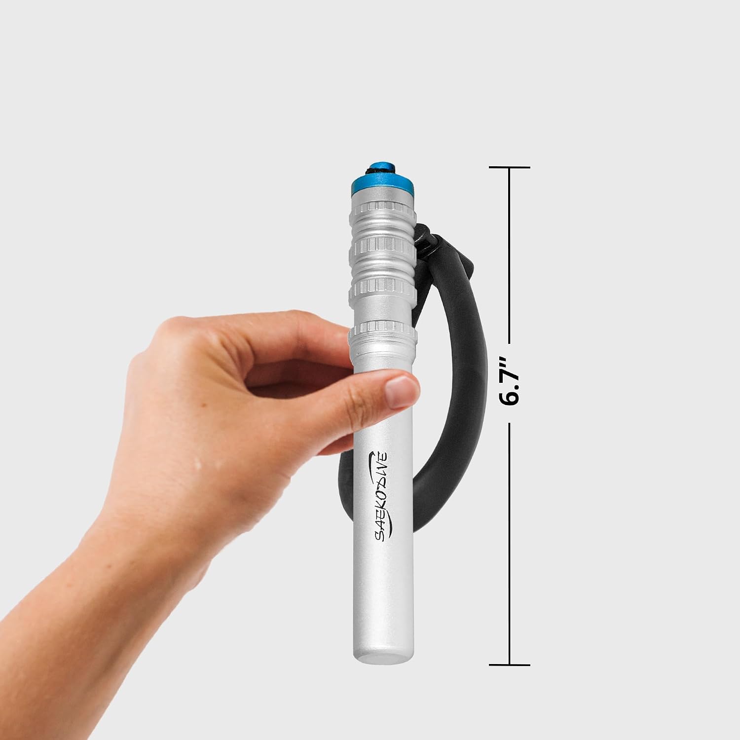Scuba Dive Rattle with Magnet - 6.7" Aluminum (Silver) | Diving Noise Maker, Underwater Shaker, Magnetic Mute, PVC Wrist Band & Lanyard