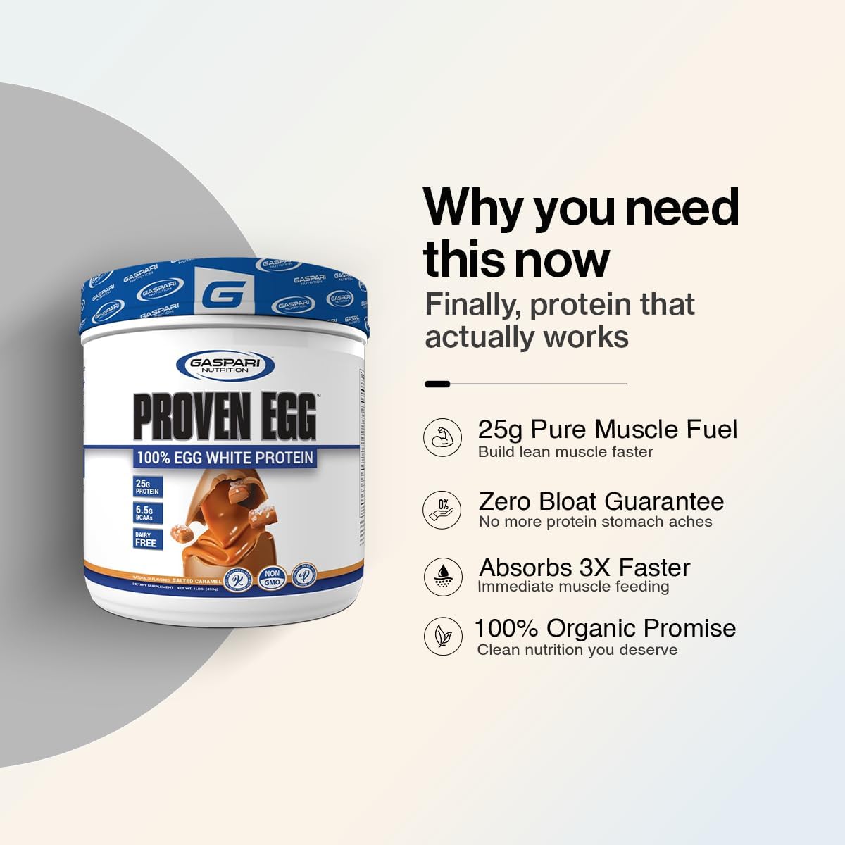 Gaspari Nutrition Proven Egg White Protein Powder, 25g Chocolate Protein Powder, 100% Egg White Protein, Keto Friendly, Dairy and Lactose Free, Soy Free (2 lbs, Chocolate)