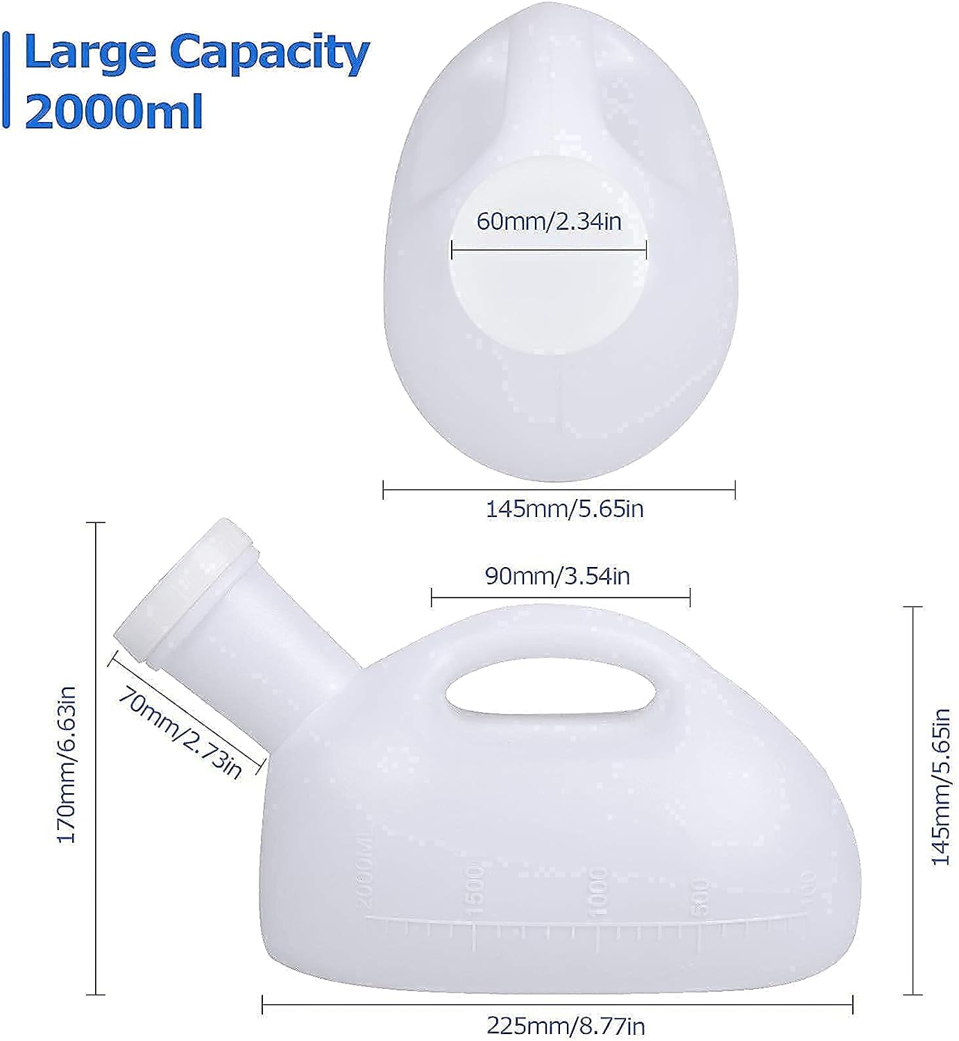 Urinals for Men, 2000ml Urine Bottle for Men, Male Portable Pee Bottle, Spill Proof Men's Potty Portable Urinal