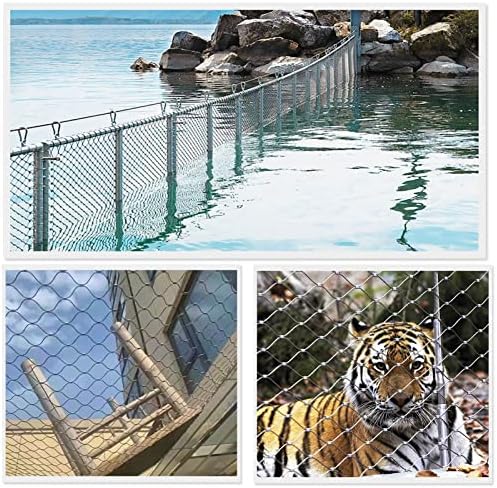 Stainless Steel Wire Rope Cable Mesh Netting, 3.3x6.6ft Balcony Protection Net, 10cm/2mm Garden Poultry Chicken Wire Netting, Durable Deer Fencing Net