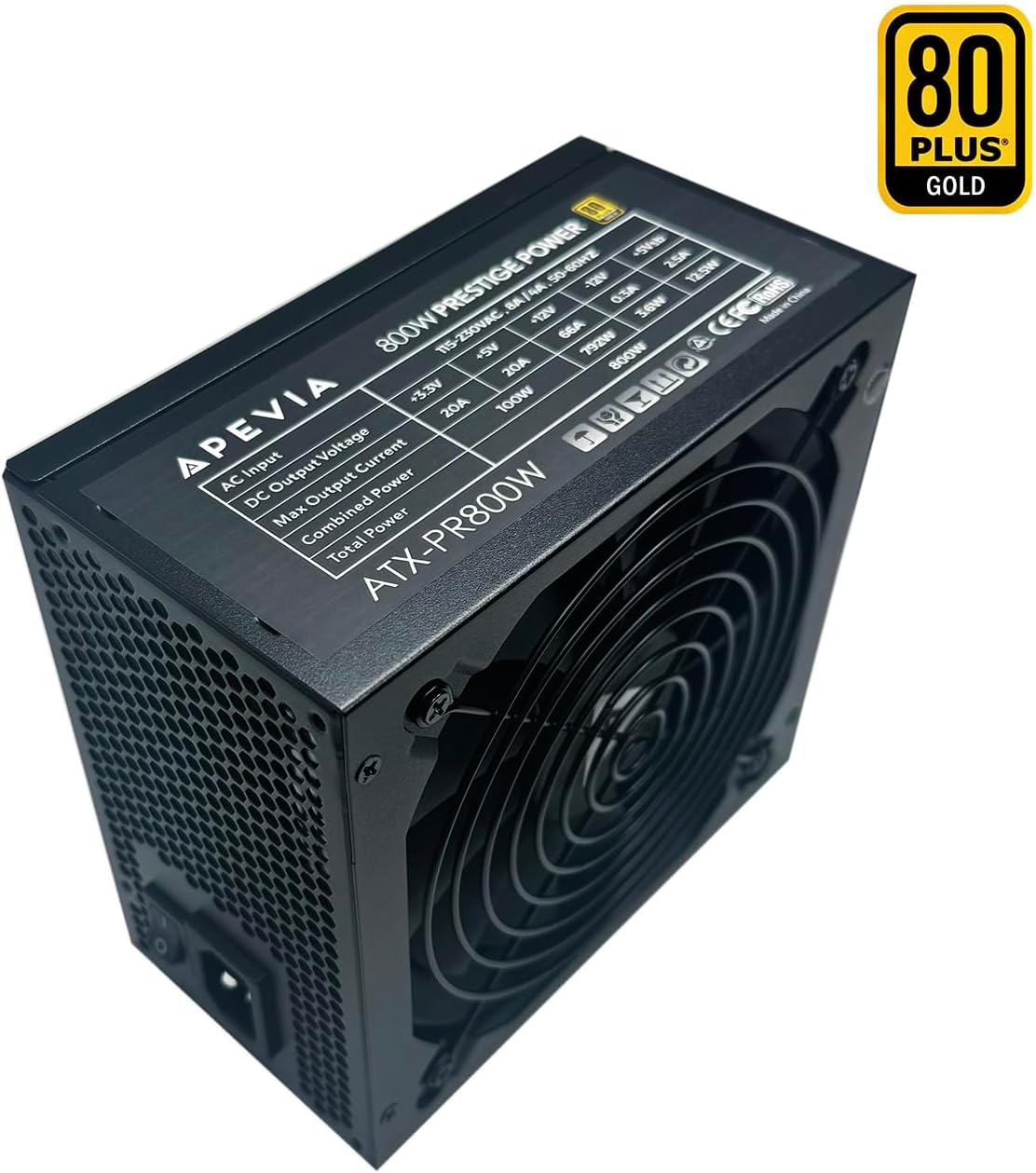 Apevia ATX-PR800W Prestige 800W 80+ Gold Certified, RoHS Compliance, Active PFC ATX Gaming Power Supply