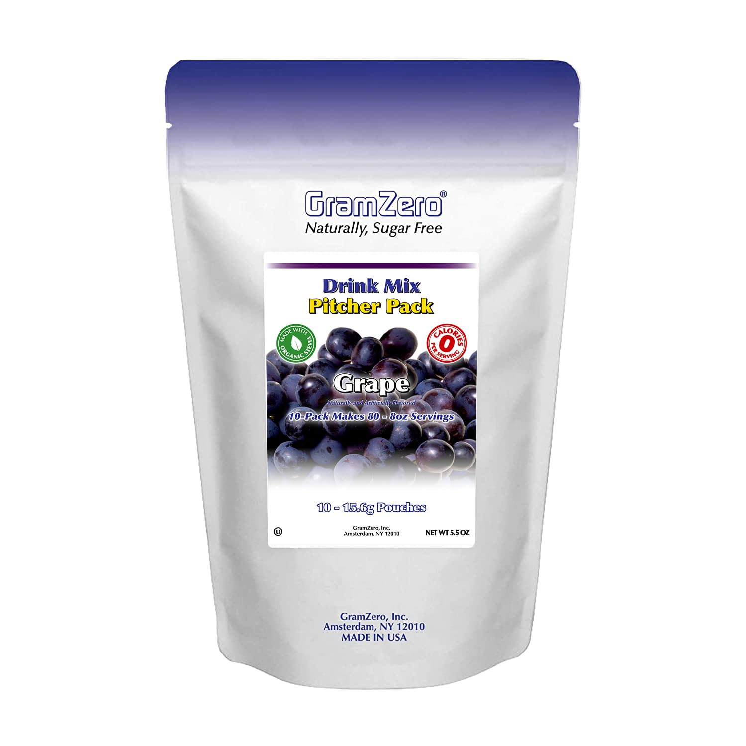 GramZero Raspberry Blush, Sugar Free Drink Mix, Pitcher Pack, Great For Nutrition Club Loaded Tea, Zero Calorie, Stevia Sweetened