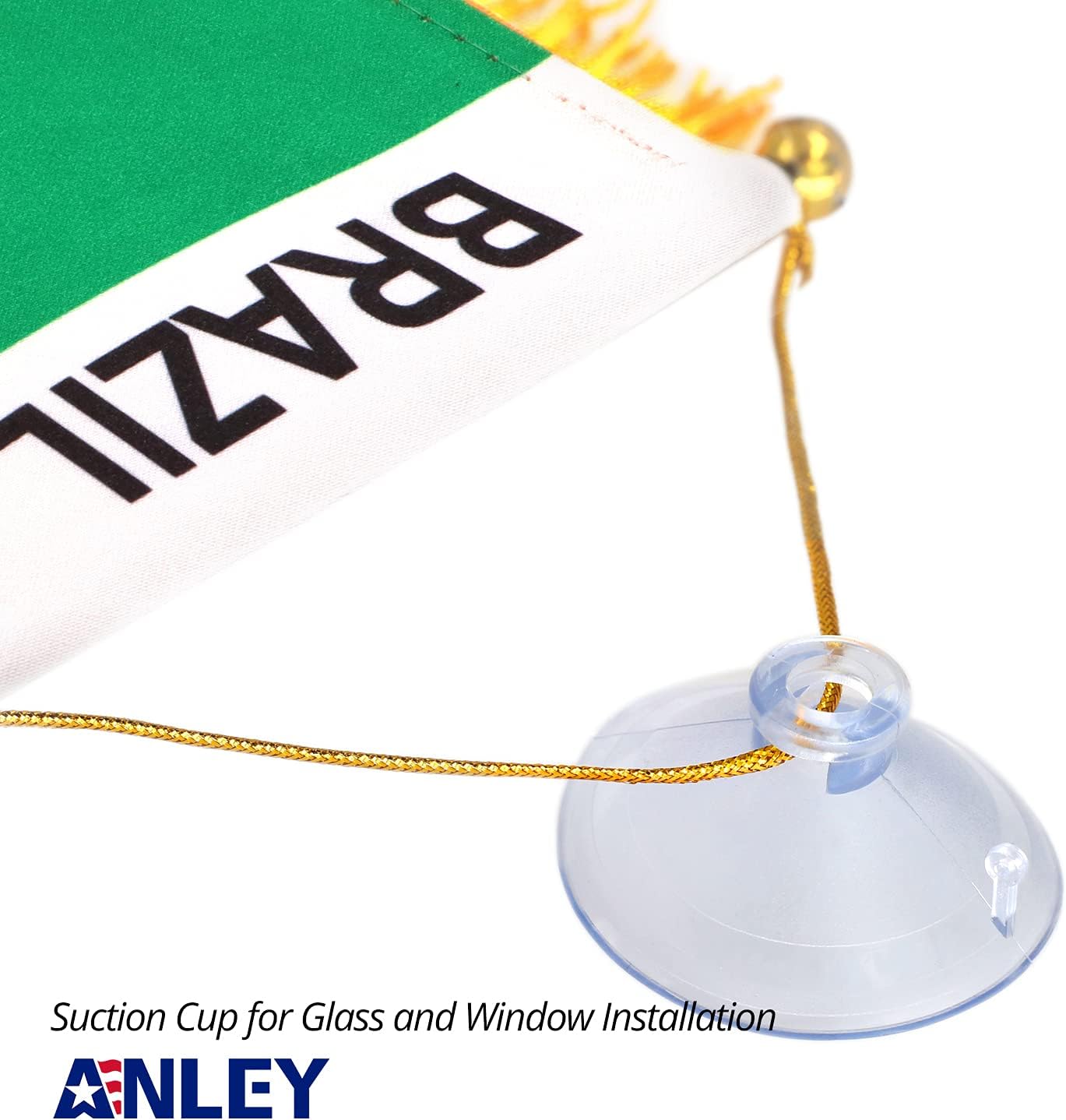 Anley 4 X 6 Inch Nicaragua Fringy Window Hanging Flag - Mini Banner & Car Rearview Mirror Décor - Fringed Nicaraguan Hanging Flag with Suction Cup