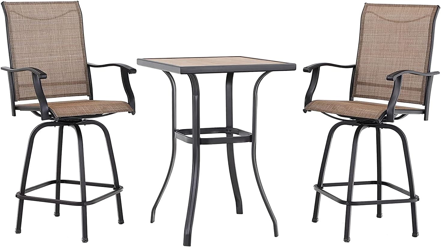PHI VILLA Bar Height Patio Table and Chairs Set for 2