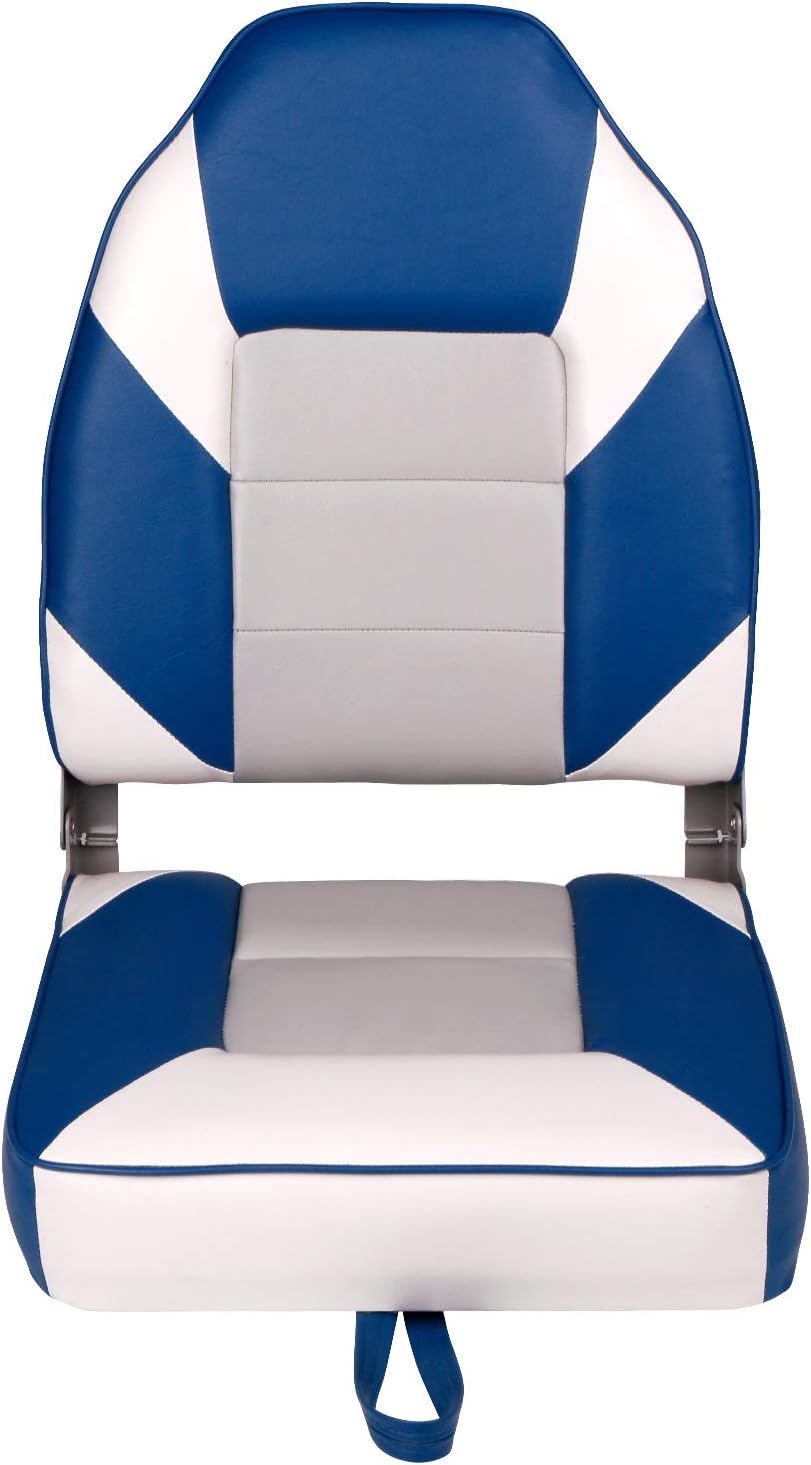 Leader Accessories Low/High Back Folding Fishing Marine Boat Seat 2 Pack