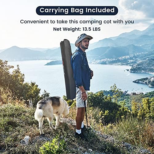 Goplus Folding Camping Cot with Carrying Bag, Portable Lightweight Outdoor Sleeping Bed for Adults Kids, 300LBS Weight Capacity