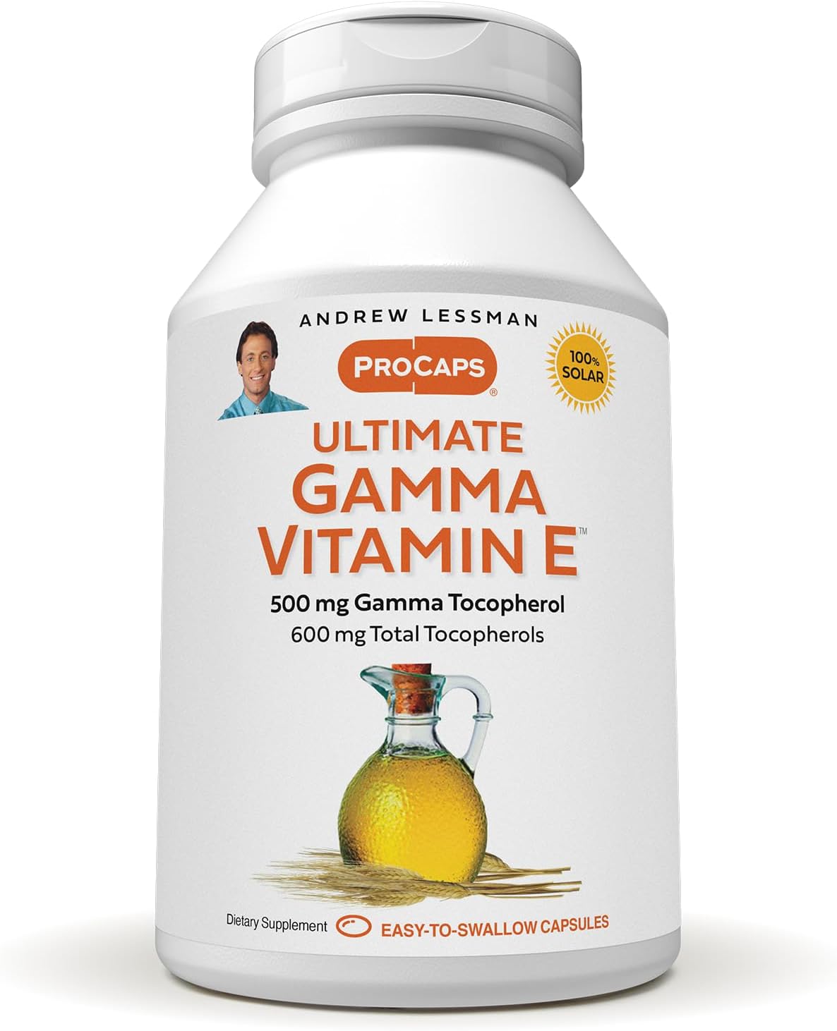 ANDREW LESSMAN Ultimate Gamma Vitamin E 60 Softgels - 500 mg Gamma Tocopherol, Protective Vitamin E. Four High Potency Forms of Natural Tocopherols. Powerful Anti-Oxidant. No Synthetic Forms | Natural vitamin E formula with 500 mg Gamma Tocopherol plus A…
