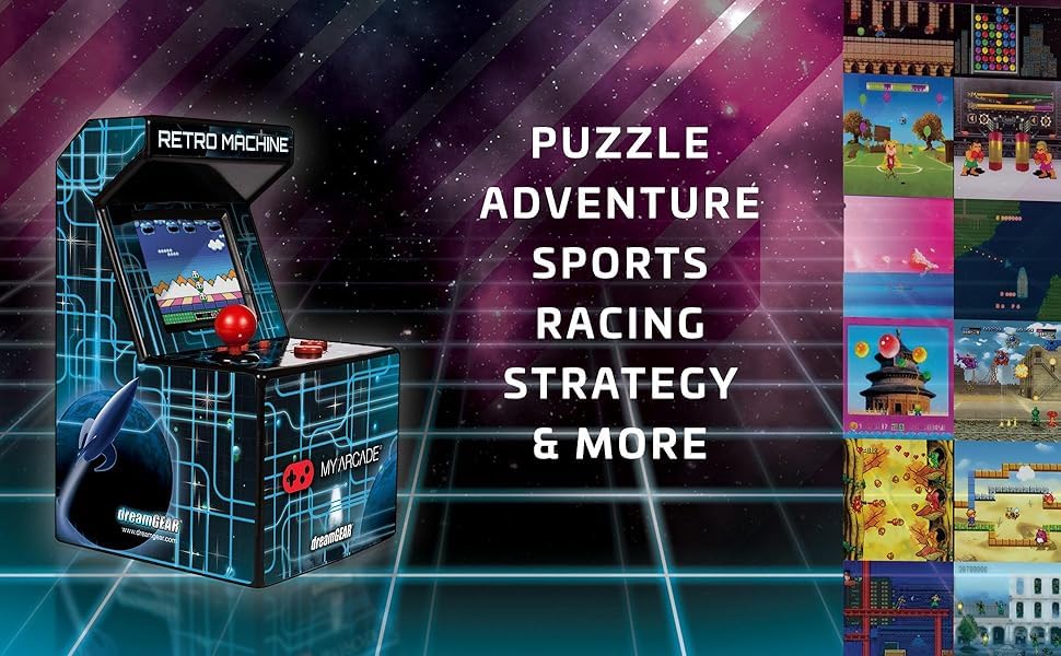 My Arcade Retro Machine Playable Mini Arcade: 200 Retro Style Games Built In, 5.75 Inch Tall, Powered by AA Batteries, 2.5 Inch Color Display, Speaker