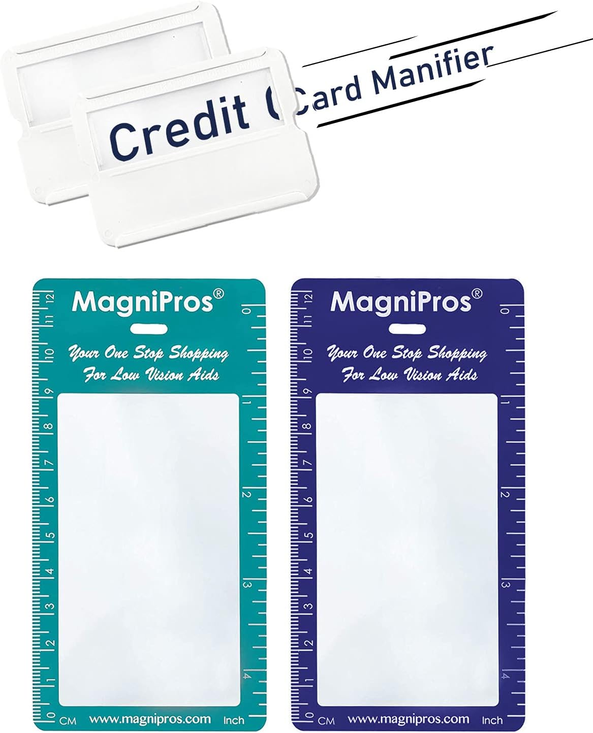 MAGDEPO 3X Magnifier Bookmark Ruler, Credit Card Size Magnifier, Card Protector with Magnifying Lens
