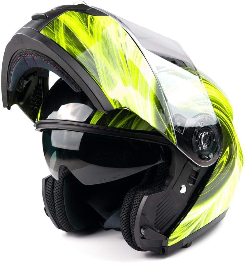Adult Modular Motorcycle Helmet DOT w/Retractable Sunglass Full Face Flip-up Typhoon TH158