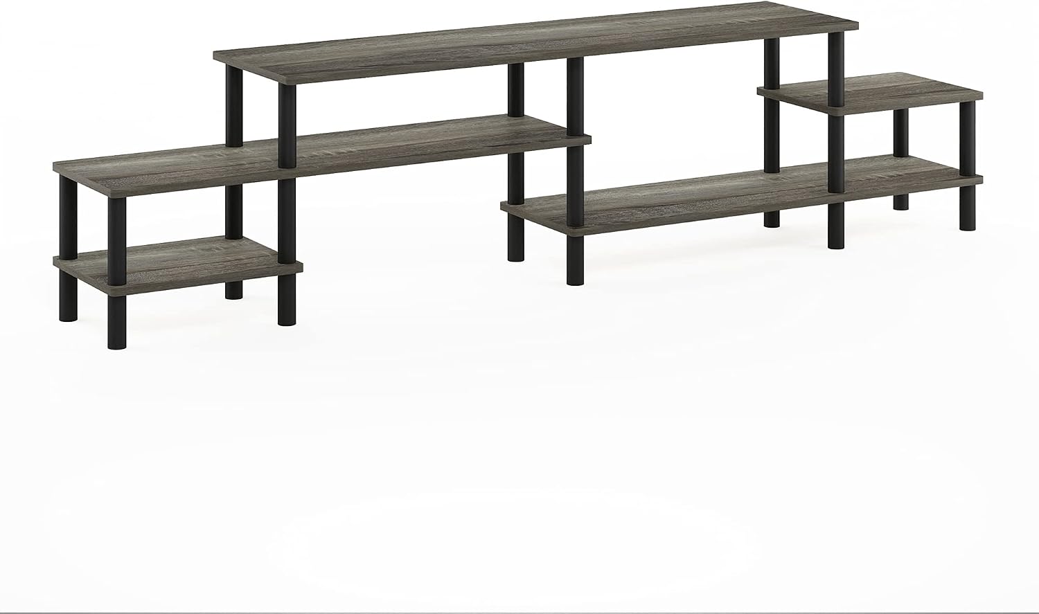 Furinno Nelly TV Stand, 3-Tier Entertainment Center with Open Shelves Storage, TV Console for TV up to 55 Inch, Soft Edges, for Living Room, Bedroom, Black